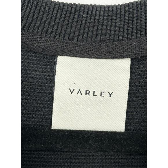 Varley Black Sweatshirt with Gold Zipper Accents Ribbed Fabric Crew Neck Size S - Picture 3 of 10